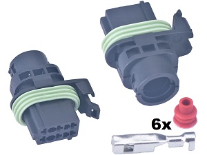 Conector de bomba de combustível de 6 vias com vedações de fios e terminais