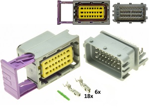 24 voudige ECU CDI ECM motorfiets stekker aansluiting set grijs - mannetje vrouwtje compleet 211PC249S8005