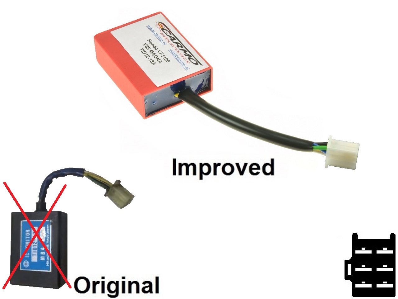 Honda VF1100 V65 Magna igniter ignition module CDI TCI Box (MB4, TID12-13A) - Clique na Imagem para Fechar