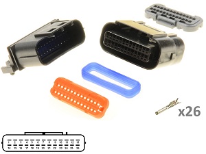 Kawasaki Suzuki Yamaha 26 voudige ECU CDI ECM motorfiets stekker aansluiting set - Male + Female Kawasaki Suzuki Yamaha 26 voudige ECU CDI ECM motorfiets stekker aansluiting set - Male + Female