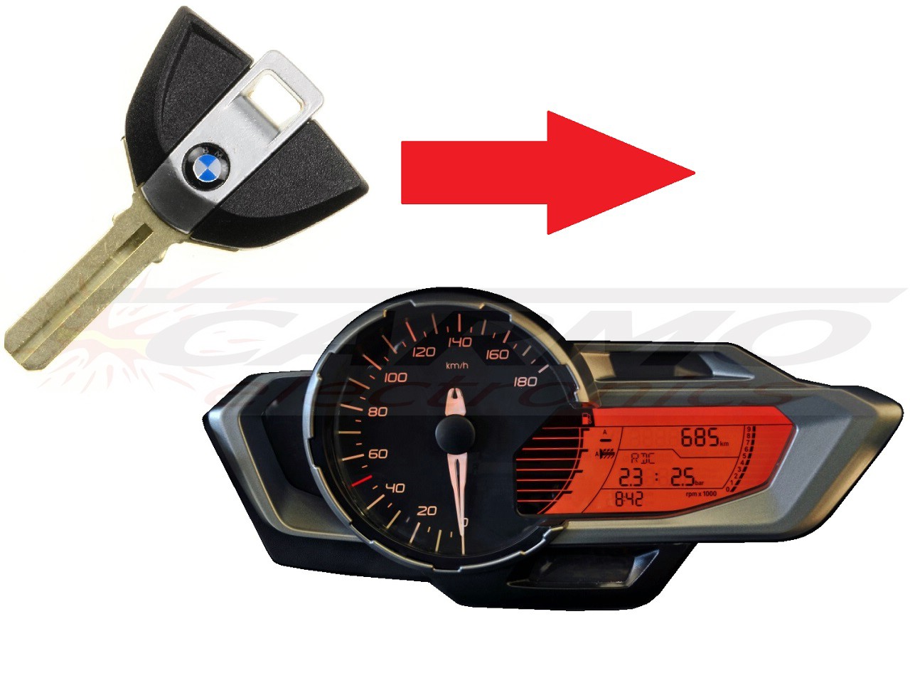 BMW C600 C650 G310 1x chip sleutel programmeren → dashboard - Clique na Imagem para Fechar