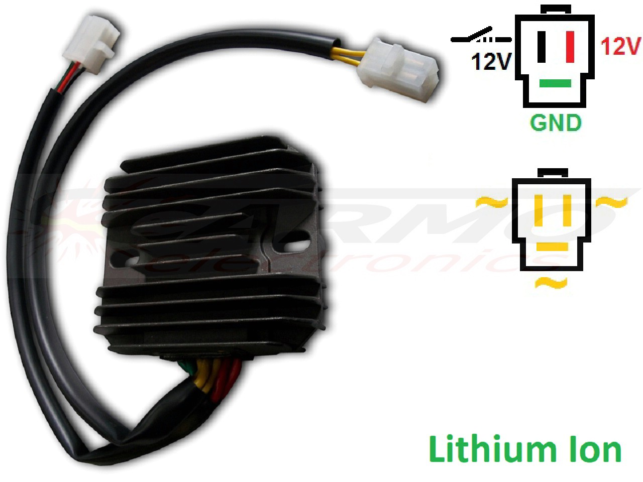 CARR164-LI - CX500 MOSFET Voltage regulator rectifier (31600-415-008, SH232-12, Shindengen) - Lithium Ion - Clique na Imagem para Fechar