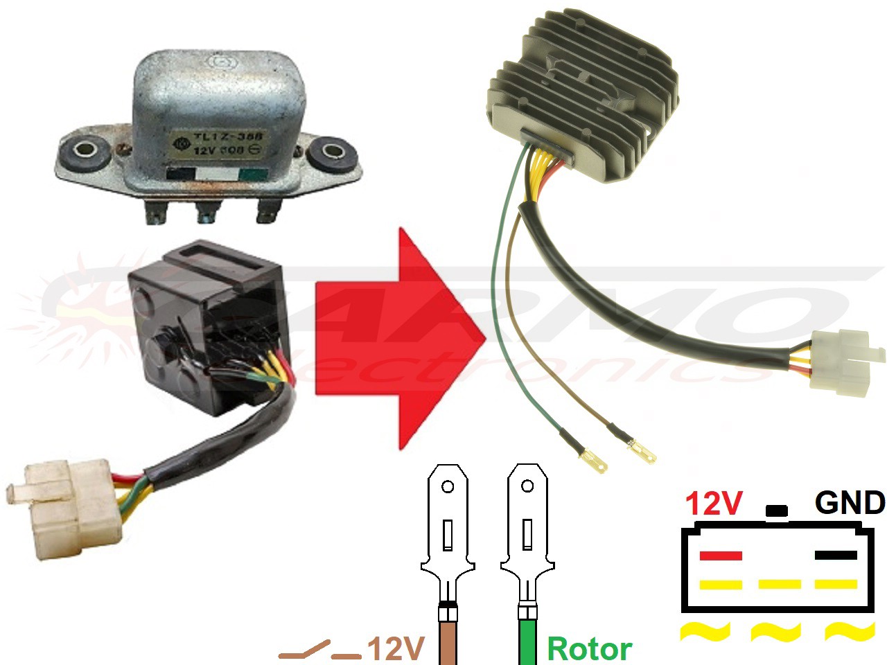CARR241 - Honda CB MOSFET Voltage regulator rectifier rotor1 - Clique na Imagem para Fechar