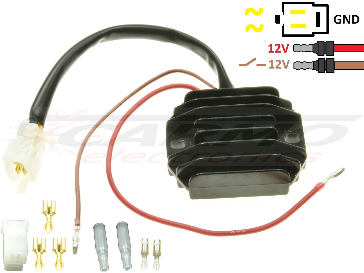 CARR511Z - Kawasaki Z250 Z440 Z650 z750 - 2 fase MOSFET Spanningsregelaar gelijkrichter SH221-12 - Clique na Imagem para Fechar