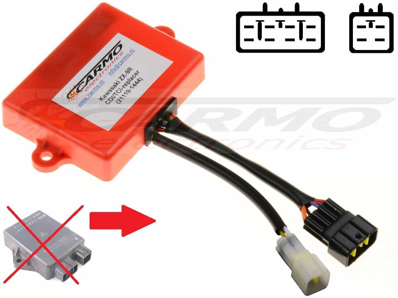 Kawasaki ZX9R ZX-9R ZX900 Ninja igniter ignition module CDI TCI Box 21119-1404 21119-1444 - Clique na Imagem para Fechar