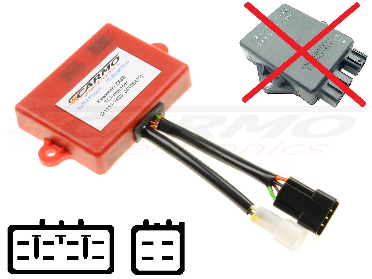 Kawasaki ZX6R ZX-6R Ninja ZX600F igniter ignition module CDI TCI Box (21119-1433, J4T05471) - Clique na Imagem para Fechar