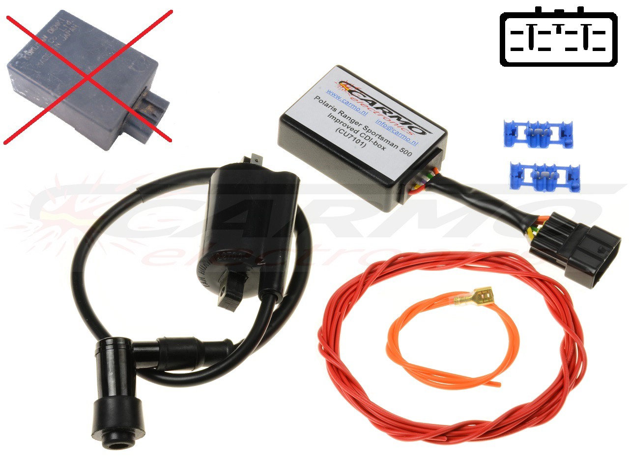 Polaris Ranger 400 500 Sportsman HO 4x4 6x6 igniter ignition module CDI TCI Box (CU7101, 3087169, Kokusan Denki) - Clique na Imagem para Fechar