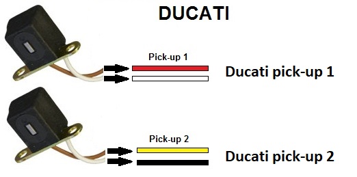 Ducati pick-up´s aansluitschema